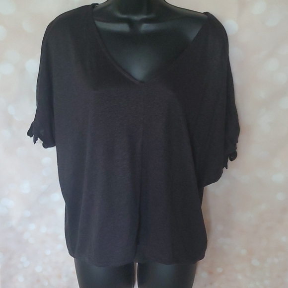 H&M Black Tie Sleeve Linen Top - Picture 4 of 6